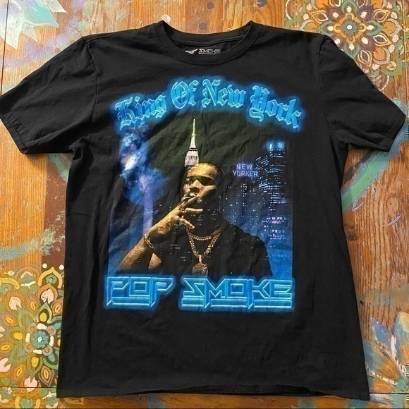 Black Pop Smoke King Of New York Official Merchandise size small black and blue - Picture 1 of 4